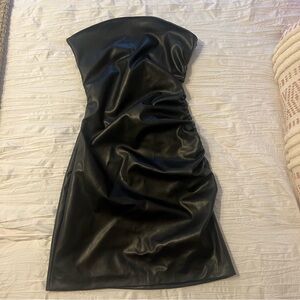 Zara Black Faux Leather Mini Dress
